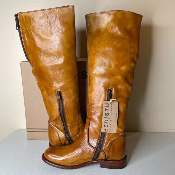 BED STU Tess Distressed Leather Riding Boots Size 8 - Picture 4 of 16